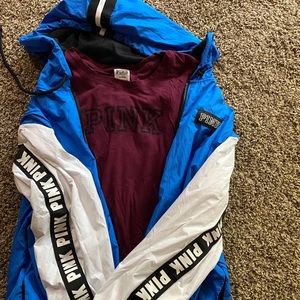Pink wind breaker and t-shirt